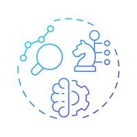 Analytical thinking blue gradient concept icon. Evaluate complex problems to find solution. Line manager skill. Round shape line illustration. Abstract idea. Graphic design. Easy to use in booklet vector