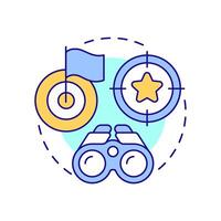 Keep eye on ball multi color concept icon. Goal focus, target. Milestone, control. Round shape line illustration. Abstract idea. Graphic design. Easy to use in infographic, presentation vector