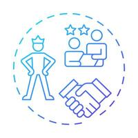 Leadership blue gradient concept icon. Ability to inspire team for goals achievement. Line manager skill. Round shape line illustration. Abstract idea. Graphic design. Easy to use in presentation vector