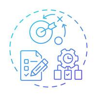 Organisation blue gradient concept icon. Planning, prioritizing and coordinating tasks. Line manager skill. Round shape line illustration. Abstract idea. Graphic design. Easy to use in booklet vector
