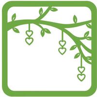 Tree Brunch green color heart Icon Set Isolated. vector