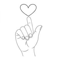 The finger heart symbol, a popular Korean gesture of affection, depicted as an icon. It's a hand gesture that forms a heart shape. vector