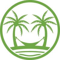 Palm tree green color illustration isolated on white background vector