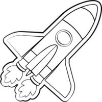 Rocket Launching to Space in Free Hand Doodle Drawing Style. vector