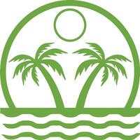 Palm trees green color on island illustration vector