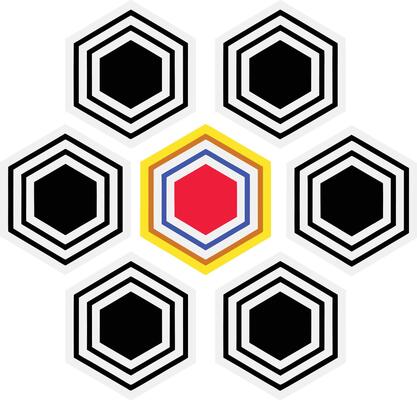 Abstract geometric single pattern retro style design.