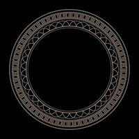 Beautiful round gold frame. Gold plate with abstract geometric pattern design. Pattern frame for round surfaces, household utensils, textile, embroidery, sandblast, laser cutting, engraving, porcelain vector
