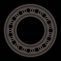 Decorative gold round frame for design with a abstract geometrical ornament. Circle frame. Elegant element for laser cutting or engraving, printing of cards, invitations, textiles, forging. . vector