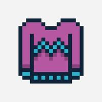 Pixel art of sweater with a checkered pattern on the front. vector
