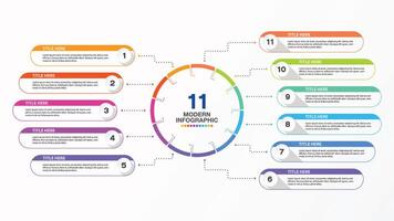 Infographic for presentation, 11 process. vector