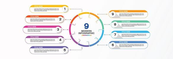 Infographic for presentation, 9 process. vector