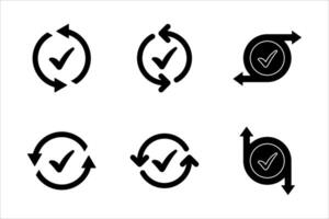 Checking process linear icon set vector