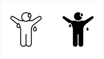 Icon set of Sweating Person with Sweat Drops vector