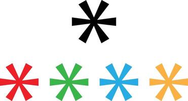 Colorful asterisk icon set in different colors for web and app interfaces . illustration vector