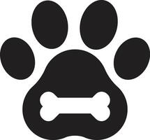 Paw print pet icon with dog bone . Dog paw and bone icon . illustration vector