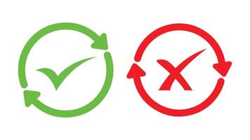 Cross and check mark symbol set vector