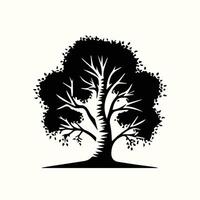 Creative black and white silhouette of a tree on a white background vector