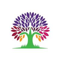A colorful tree logo with leaves design on a white background vector