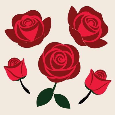 four red roses are shown on a beige background