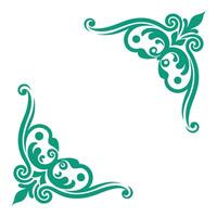 A green ornamental border with swirls design on a white background vector