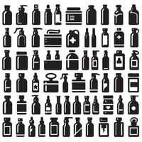 A collection of bottles and bottles icons design on a white background vector