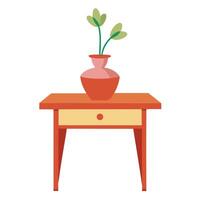 A table with a vase on it and a plant vector