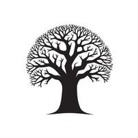A black and white silhouette of a tree on a white background vector