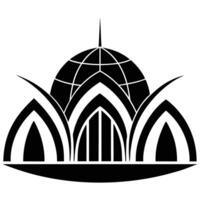 Creative black and white logo of a building with a globe on it vector