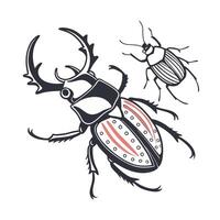 Creative illustration of a beetle and a stag beetle design on a white background vector