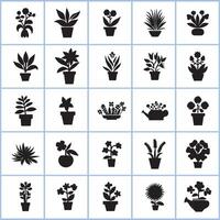 Creative collection of a black and white plant icons set design on a white background vector