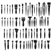 A collection of brushes and tools on a white background vector