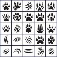 A set of paw prints and paw prints design on a white background vector