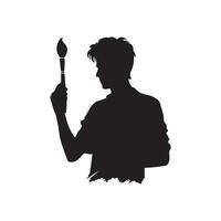 A silhouette of a man holding a paintbrush design on a white background vector