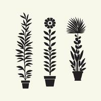 Creative three different types of plants in pots on a white background vector