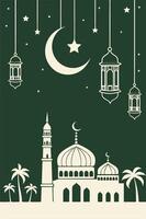 Islamic Ramadan Celebration image with Mosque Lantern Star and Moon for business vector