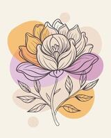 Elegant line art of a blooming flower with pastel abstract shapes for business projects vector