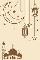 Elegant Islamic design with mosque, crescent moon, lanterns and stars, suitable for business vector