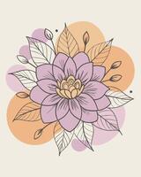 Elegant floral design for business use featuring a purple flower and leaves with a subtle background vector