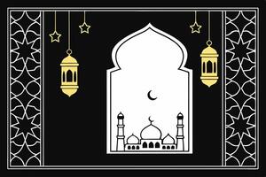 Ramadan Mubarak Illustration with Mosque and Lantern for Business Use in Digital Media vector