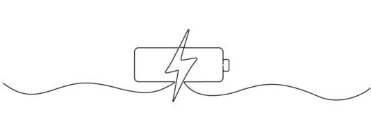Charging a battery in one continuous editable line. figure. Battery with zipper in a minimalist linear style. Electricity concepts. illustration vector