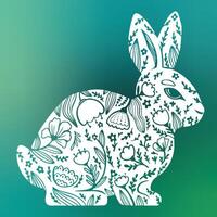 Graphic-drawn flower bunny. Abstract illustration. vector