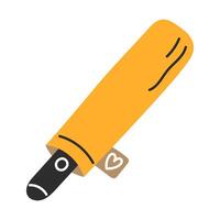 Folded Mini Umbrella in Yellow Case Isolated on a White Background for Spring Designs vector