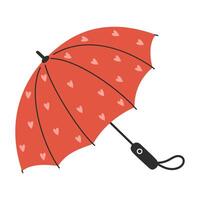 Open Red Umbrella with Hearts Isolated on a White Background for Spring Designs vector
