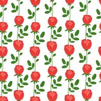 Seamless romantic pattern with red roses on white background vector