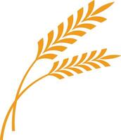 Two stylized wheat stalks creating an elegant design in vibrant orange against a clean white background, symbolizing agriculture, harvest, and healthy eating vector