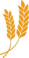 Two stylized wheat stalks in a vibrant golden orange hue crossing each other to form an X shape against a clean white background, symbolizing growth and harvest vector