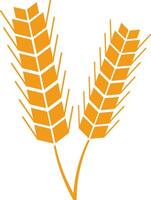 Two stylized wheat stalks are forming a minimal and elegant composition on a white background, ideal for representing agriculture, farming, food or bakery vector