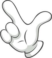 Cartoon gloved hand making a gesture with two fingers raised, possibly indicating the number two, victory, or peace, isolated on a white background vector