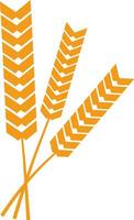 Three stylized wheat stalks are bundled together, creating a simple yet evocative geometric pattern with their repeating triangular shapes in a warm golden hue vector