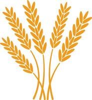 Bundling five stylized wheat stalks together, creating an evocative symbol of harvest and agriculture, while reflecting themes of bakery and natural growth in a simple design vector